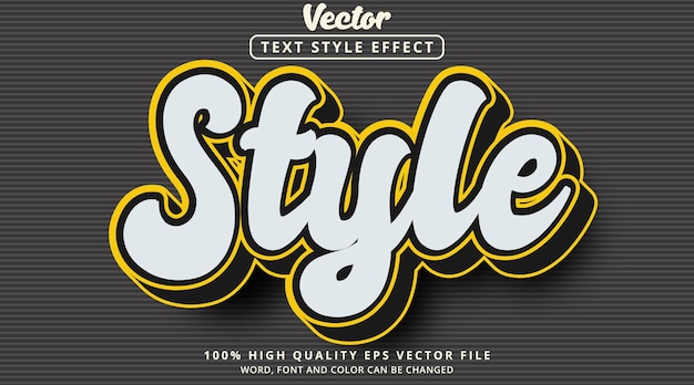 Vektor bearbeitbarer text-effekt stiltext mit schöner farbkombination stil-effekt und geschichtetem stil moderne farbe schwarz und gelb