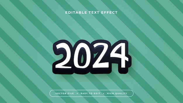 Bearbeitbarer text-effekt weißer 2024 text auf pastellgrüner farbe mit horizontalen streifen hintergrund
