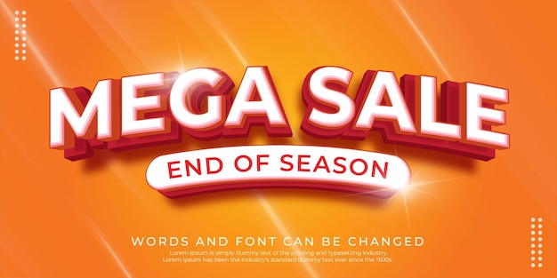 Bearbeitbarer text im 3d-stil mega sale-hintergrund