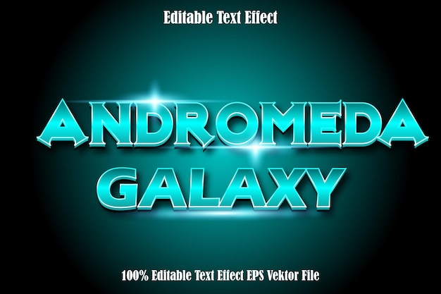 Vektor bearbeitbarer texteffekt andromeda galaxy 3d neon-stil