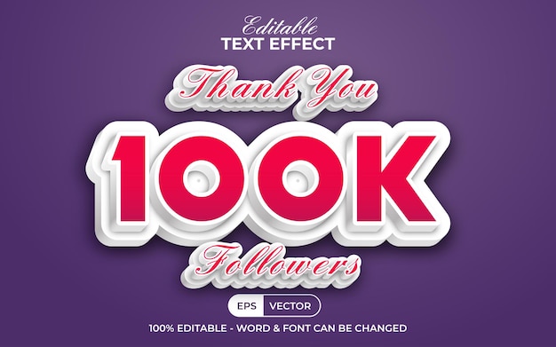 Bearbeitbarer Texteffekt, danke, Thema im Stil von 100.000 Followern.