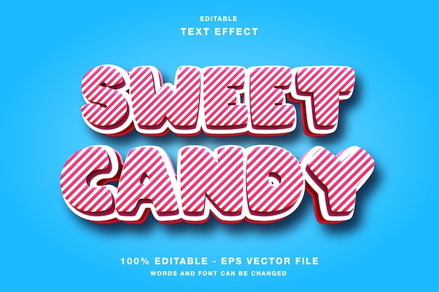 Vektor bearbeitbarer texteffekt der süßen süßigkeit 3d