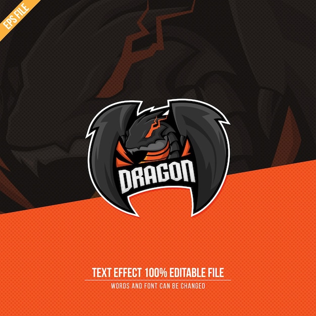 Bearbeitbarer texteffekt esport logo team dragon squad