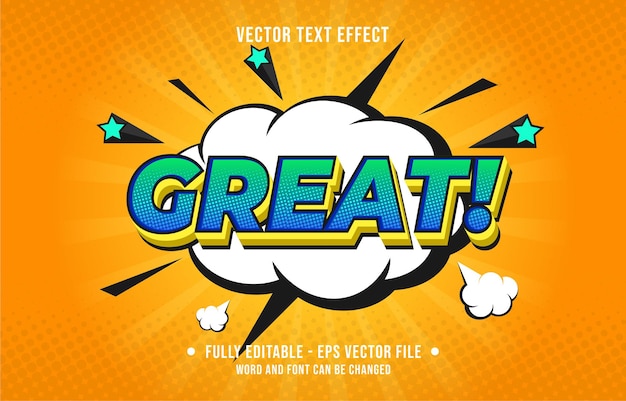 Bearbeitbarer texteffekt-farbverlauf im pop-art-comic-stil für digitale und printmedien-schrifteffektvorlage