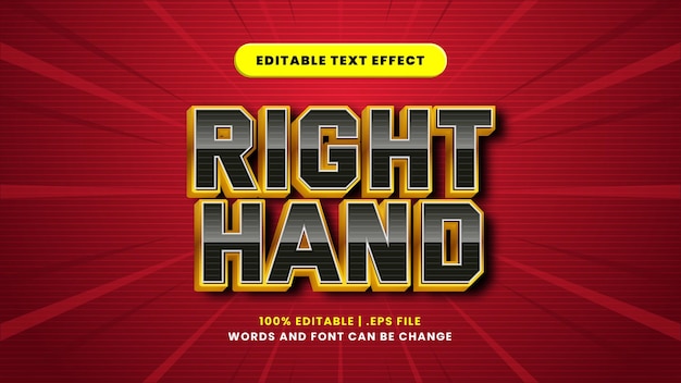 Bearbeitbarer texteffekt für die rechte hand im modernen 3d-stil