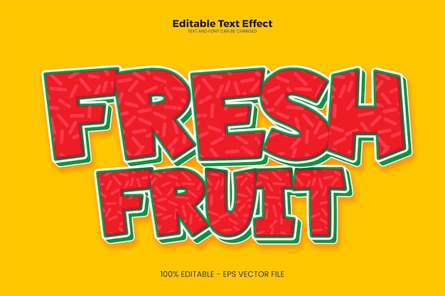 Bearbeitbarer texteffekt für frische früchte im modernen trendstil