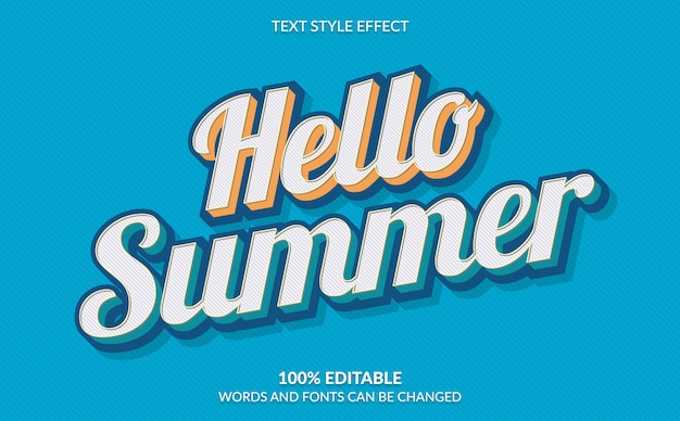 Bearbeitbarer texteffekt, hallo sommer-textstil