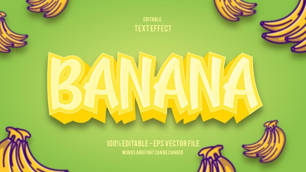 Bearbeitbarer texteffekt im bananen-cartoon-stil