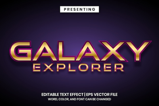 Bearbeitbarer texteffekt im galaxy explorer-weltraumspielstil