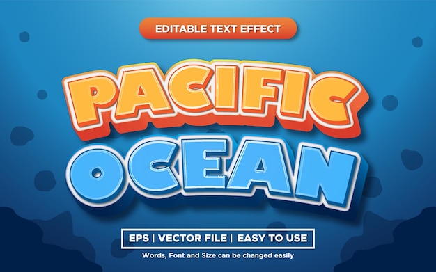 Bearbeitbarer texteffekt im pazifischen ozean im unterwasserstil