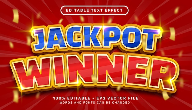 Bearbeitbarer Texteffekt-Jackpot-Gewinner 3D-Stil-Konzept