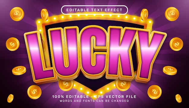 Bearbeitbarer texteffekt lucky casino 3d-stilkonzept