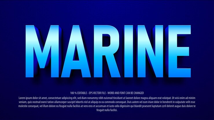 Vektor bearbeitbarer texteffekt marine