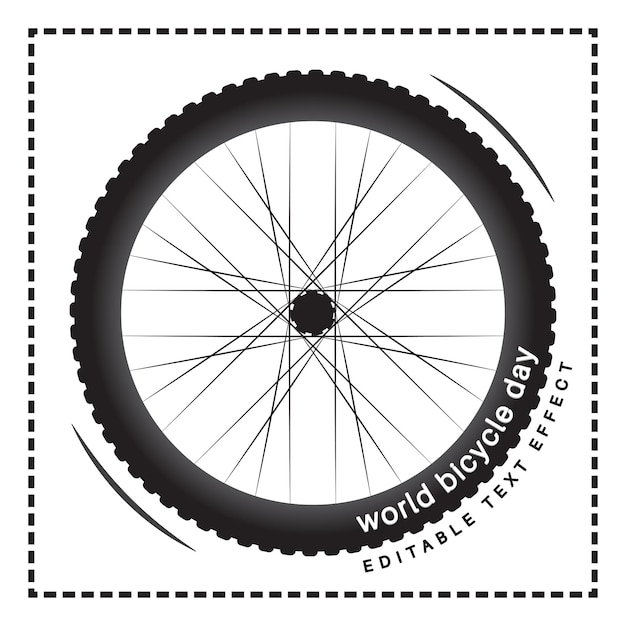 Vektor bearbeitbarer texteffekt mit designdesign für fahrradreifen