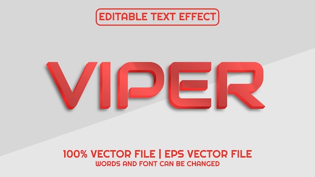 Vektor bearbeitbarer texteffekt, moderne 3d-viper und minimaler schriftstil