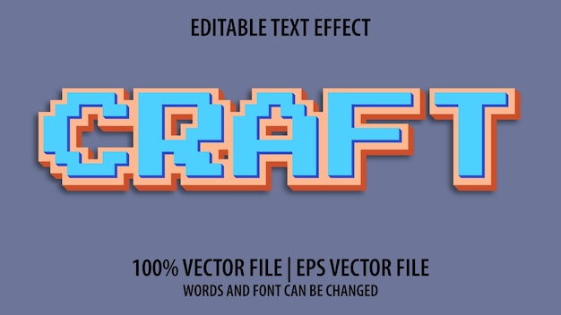 Bearbeitbarer Texteffekt modernes 3D-CRAFT und minimaler Premium-Vektor im Schriftstil