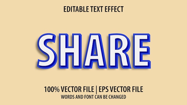 Bearbeitbarer Texteffekt, modernes 3D-SHARE und minimaler Schriftstil