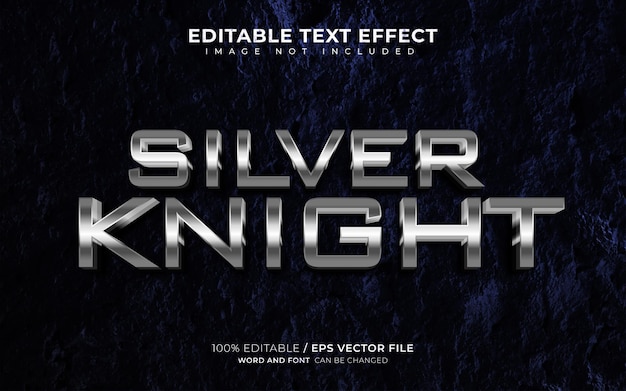 Bearbeitbarer Texteffekt Silver Knight 3D Metallic und glänzender Schriftstil
