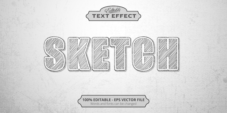 Vektor bearbeitbarer texteffekt, skizzentext