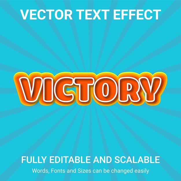 Vektor bearbeitbarer texteffekt - victory-textstil