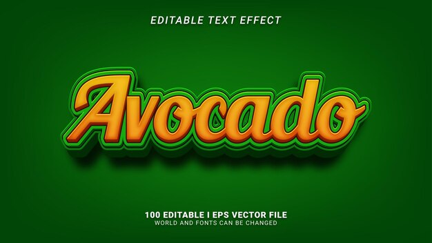 Vektor bearbeitbarer texteffekt von avocado