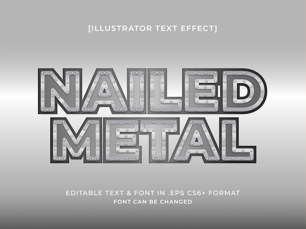 Bearbeitbarer texteffekt von shiny nailed metal