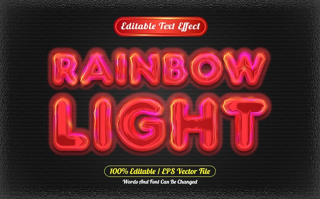 Bearbeitbarer texteffekt-vorlagenstil des regenbogenlichts