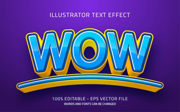 Bearbeitbarer texteffekt, wow-stil-illustrationen