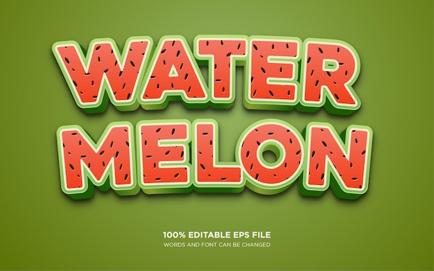 Bearbeitbarer textstileffekt der wassermelone 3d