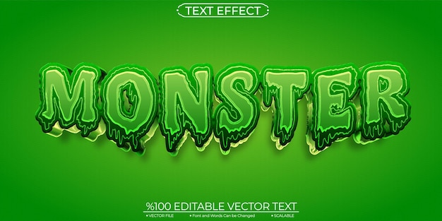 Vektor bearbeitbarer und skalierbarer texteffekt von green monster
