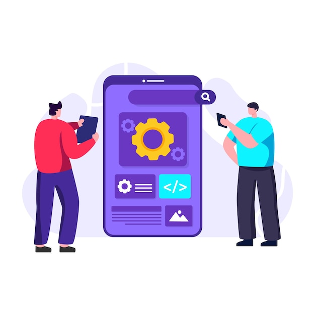 Bearbeitbarer Vektor der mobilen Optimierung der flachen Illustration