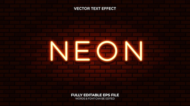Bearbeitbarer Vektor Einzelner Neonlicht-Texteffekt