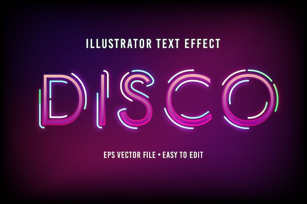 Vektor bearbeitbarer vektor-eps-texteffekt des disco-bunten textstils