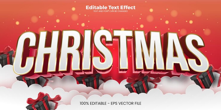 Vektor bearbeitbarer weihnachtlicher 3d-texteffekt im modernen trendstil