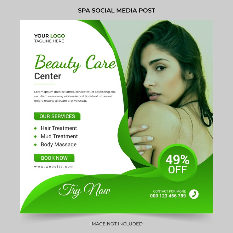 Bearbeitbares modernes Spa Beauty Center und Massage Social Media Post Square Promotion Banner