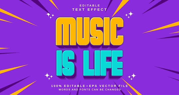 Bearbeitbares Textstil-Effekt Musik ist das Leben Textstil-Thema