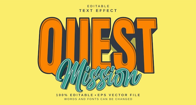 Bearbeitbares Textstil-Effekt Quest Mission Textstil-Thema