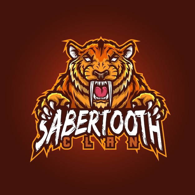 Bearbeitbares und anpassbares sportmaskottchen-logo-design, esport-logo sabertooth gaming