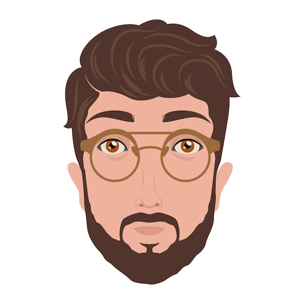 Bearded Man Vector Avatar mit Brille im modernen Illustrationsstil