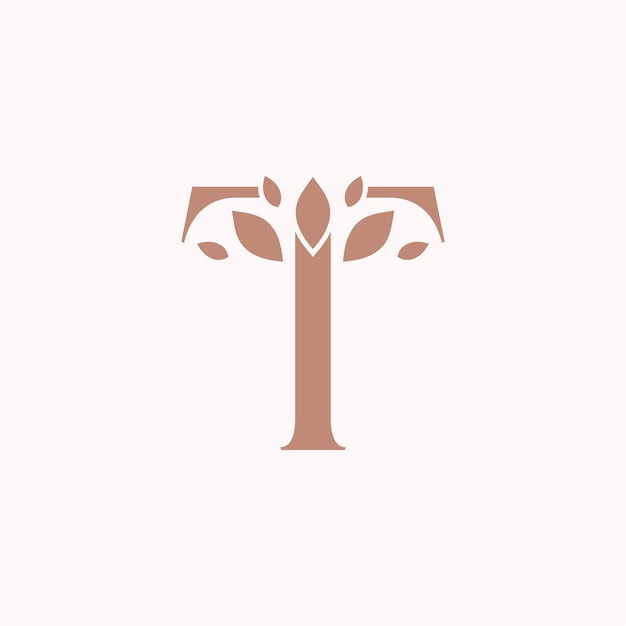 Beauty-Blatt-Logo-Vorlage königlicher Buchstabe T-Markendesign