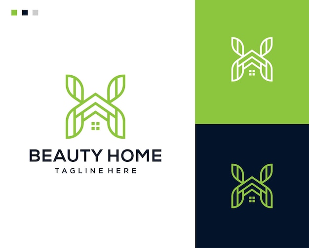 Beauty-blatt und home-logo-design