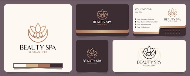 Beauty-blume, lotus, spa, balance, visitenkarte und logo-design