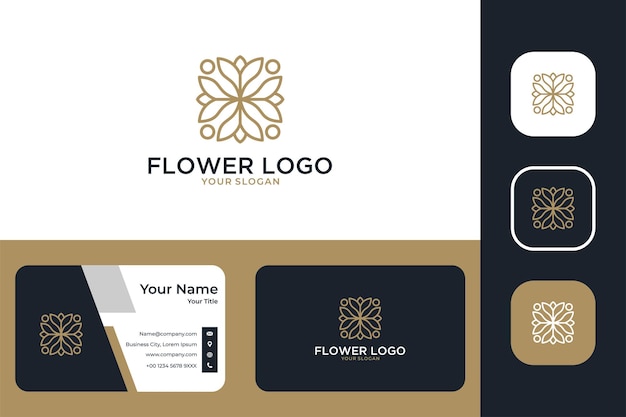 Beauty flower geometrie linie kunst logo design und visitenkarte