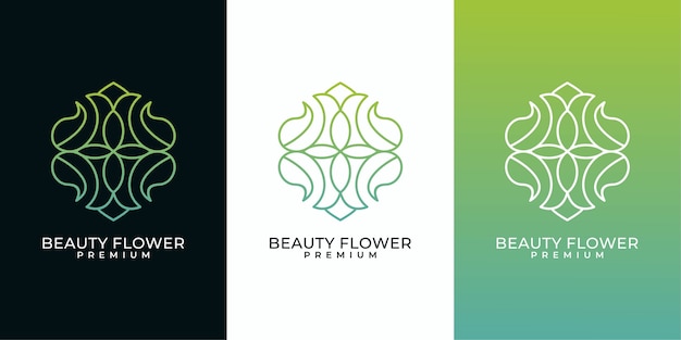 Beauty flower line art logo design