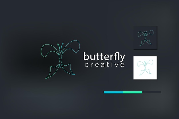 Beauty flying butterfly logo mit einfachem, minimalistischem monoline-stil