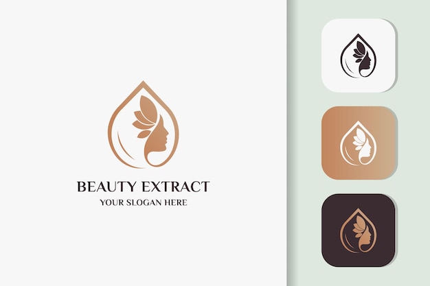 Beauty frauen gesicht kombinieren tröpfchen öl-logo-design