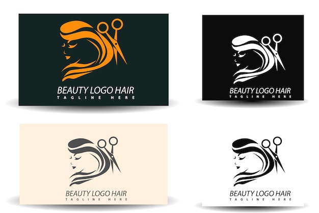 Beauty-Friseursalon-Logo-Design für Business- und Logo-Teamplate mit goldenem Farbverlauf und Mockup-Farbe