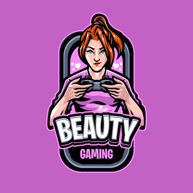 Beauty gaming maskottchen logo vorlage