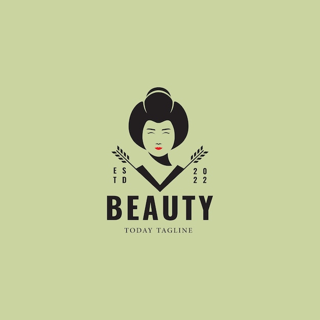 Beauty geisha japan kultur logo design vintage