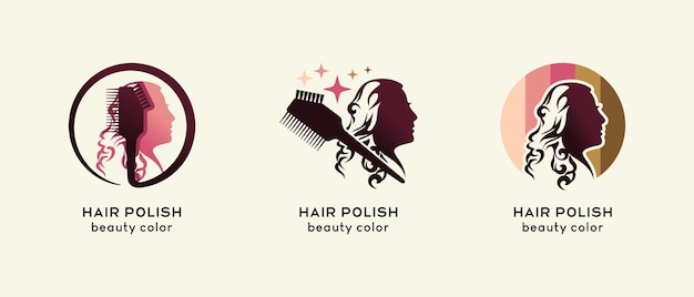Beauty-haarpolitur oder haarfärbe-logo-design
